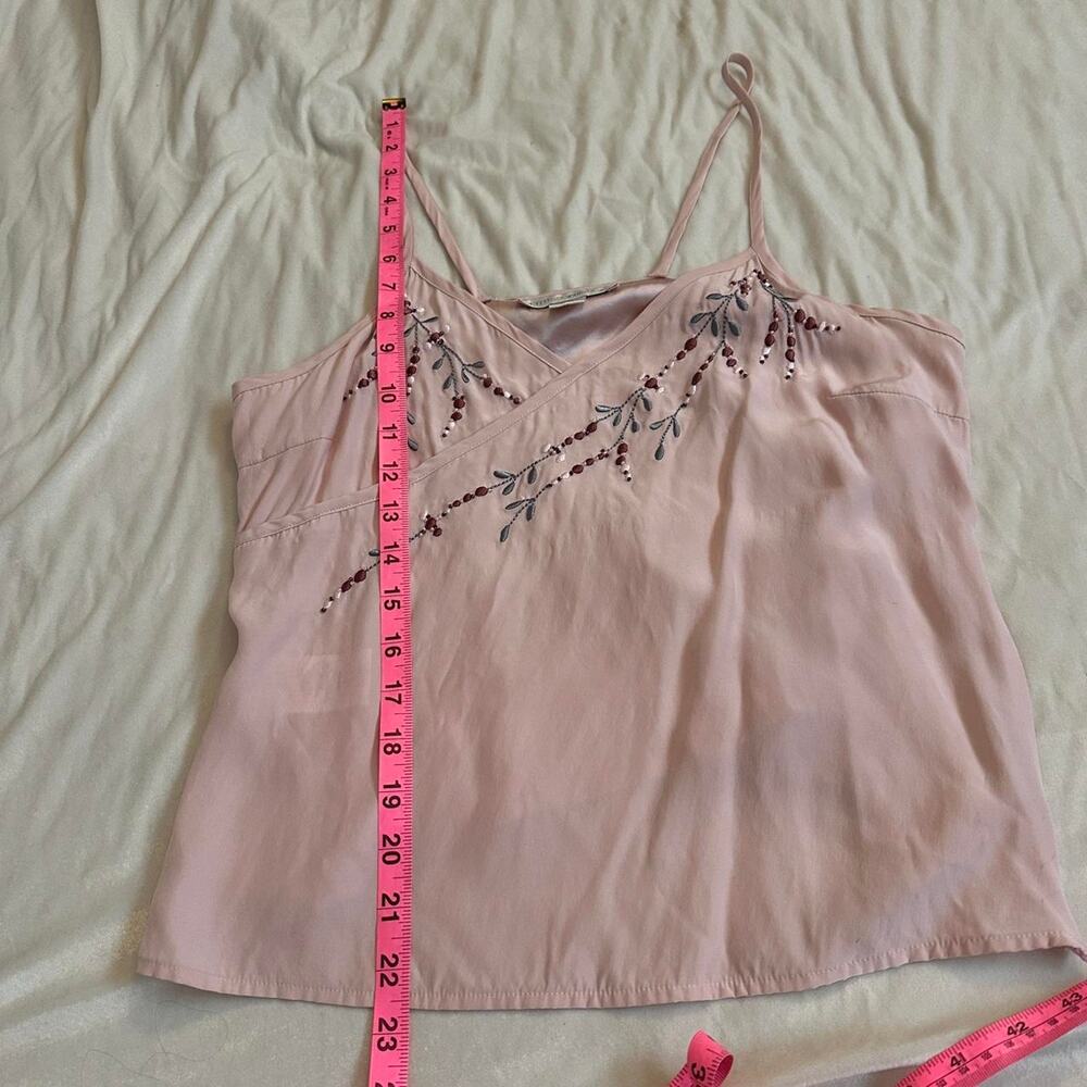Vintage 90s Silk Pink embroidered beaded Cami Top - Picture 8 of 8